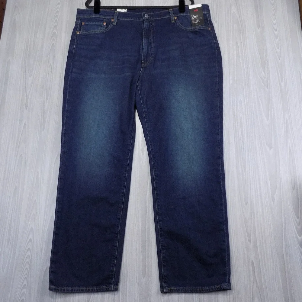 Levi's 541 Athletic Taper Jeans Mens 42x30 Dark Wash Blue Stretch NEW